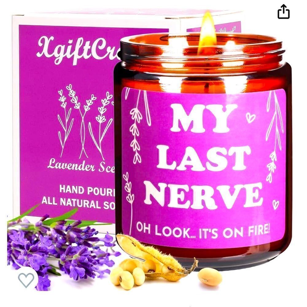 Birthday Gifts for Women My Last Nerve Candle Gift for Women, Funny Birthday